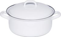 Casserole émaillée sans marque avec couvercle - 16 cm - Blanc