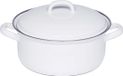 Casserole émaillée sans marque avec couvercle - 16 cm - Blanc