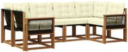 vidaXL - Salon d'angle - 6 places assises - Acacia bois - Naturel et crème