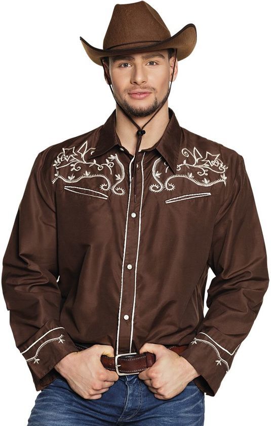 Feestbeest.nl Boland shirt Western heren bruin maat L