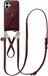 AVY Étui en cuir pour Apple iPhone 17 | Avec cordon et porte-cartes magnétique | Compatible MagSafe | Étui en cuir avec cordon de 30 cm et 130 cm et portefeuille | Ensemble en cuir | Bordeaux