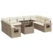 vidaXL 10-delige Loungeset met kussens, polyrattan, beige