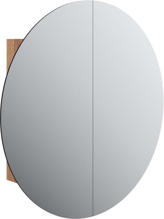 vidaXL Badkamerkast met ronde spiegel en LED 54 x 54 x 17,5 cm eiken