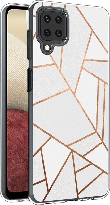 imoshion voor de Samsung Galaxy A12 hoesje - Grafisch Koper - Wit / Goud