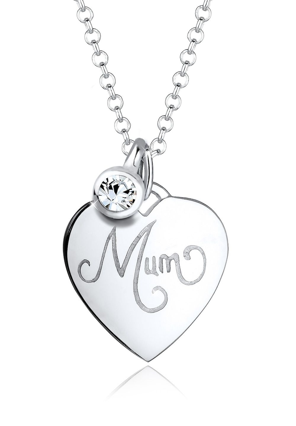 Elli Elli Halsketting dames mum lettering hart met kristal 925 zilver