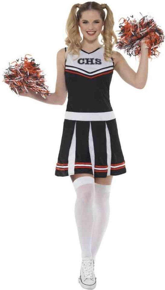 Smiffys Zwart Cheerleader Jurkje - Zwart - Polyester - Dames