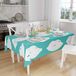 Bonamaison Tafelkleed, Anti-Mold, Sneldrogend, Waterdicht, 100% Polyester Tafellaken, Turkoois, wit, 140 x 160 Cm
