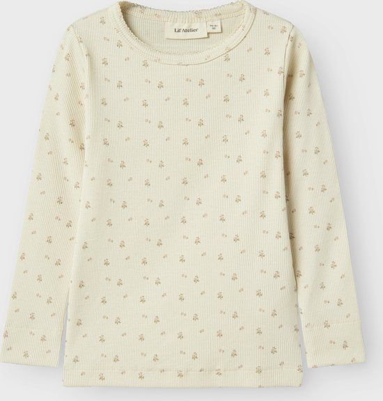 LIL' ATELIER NAME IT - NMFGAGO LS SLIM TOP LIL NOOS - Meisjes - Blouses - Maat 116 - Katoen/Lyocell/Elastaan - Lange mouw - Ronde hals - Slim Fit - Casual - Print - Turtledove