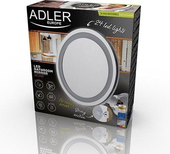 Adler AD 2168 - Verlichte Make-upspiegel - LED - Rond - Ø 20 cm - Wit