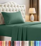 Utopia Bedding 3-delige beddengoedset van geborstelde microvezel, krimp- en kleurecht, onderhoudsvriendelijk (eenpersoonsbed, smaragd)