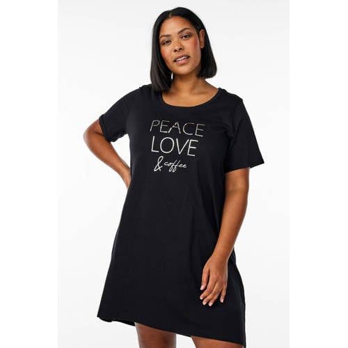 Zizzi Nachthemd Plus Size - Zwart