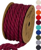 Halbach Seidenbänder gerecycled katoenen koord, breedte: 10 mm/lengte 4 meter, duurzaam katoengaren voor macramé, natuurlijk koord om te knutselen, kleur: wijnrood