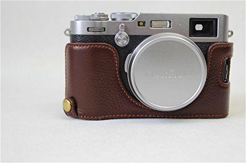 Zakao X100F Camera Case - Echt Lederen Half Bottom Opening Holster - Bruin