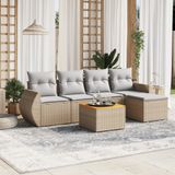 Maison Exclusive - Ensemble de jardin, 6 pièces, avec coussins, beige, en polyrotin