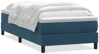 vidaXL Boxspring met matras - fluweel - donkerblauw - 80x220 cm