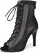 Merkloos Dansschoenen voor dames in zwart met open neus en rits, geschikt voor salsa en ballroom