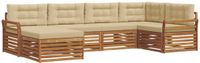 vidaXL Hoek loungeset 6 zitplaatsen Natuurlijk en Beige Acacia Hout