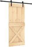vidaXL Schuifdeur, natuurlijke kleur en zwart, 90 x 210 cm, massief dennenhout