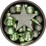 Bellatio Decorations kerstballen set - 34-dlg - salie groen - incl. piek - kunststof