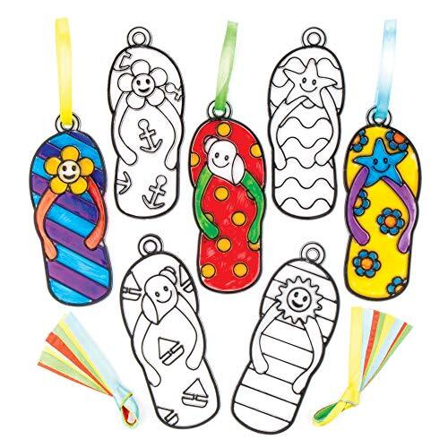 Baker Ross Flip Flop Suncatcher decoratieset voor kinderen om te decoreren en weer te geven - Creative Summer Craft Set for Kids (Pack of 8)