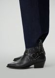 Sacha - Dames - Zwarte leren western enkellaarsjes met studs - Maat 36