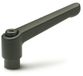 Ganter Normelemente GN 300-78-M10-SW, verstelbare klemhendel met schroefdraad, bus gepolijst staal, greep gegoten zink, zwart, met kunststof coating, 1 stuk