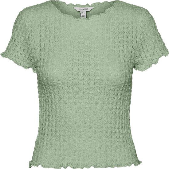 Vero Moda VMSHELBY SS O-NECK SHORT TOP VMA - T-shirt - Smoke Green - Maat M