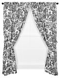 Ellis Curtain Victoria Park Toile 168-inch bij 150 cm op maat gesneden paneel paar met tiebacks, zwart