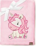 Be Mammy Babydeken - Dekbed - Kinderdeken - Wiegdeken - Dekentje Baby - 76 x 102 cm - Poeder roze - eenhoorn