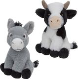 Nature Planet Aps Pluche boerderijdieren knuffels Koe en Ezel van 23 cm