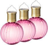 Kaemingk 3x Lanterne de jardin LED rose solaire éclairage 11 cm