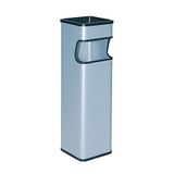 OFITURIA® Asbak voor de vloer en de muur voor buiten, metallic, 24 liter, kleur zilver, uitneembaar in zwart