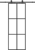 vidaXL Schuifdeur met beslagset 76x205 cm ESG glas zwart