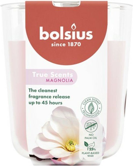Bolsius Geurkaars True Scents Magnolia - Wit Glas 9.80 cm
