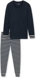 Schiesser Katoenen Dames Pyjama Casual Essentials Lange Mouw Blauw 5XL