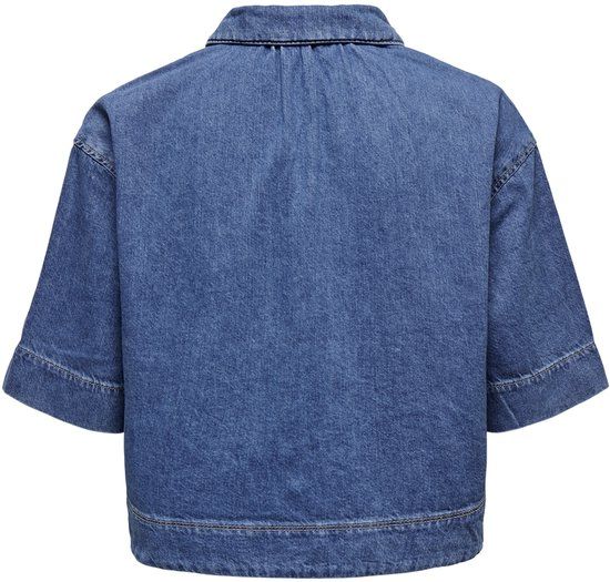 ONLY ONLCLEO LIFE SS CROP DNM SHIRT PIM 15248584 Medium Blue Denim Women's Size - L