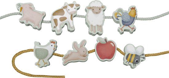 Little Dutch Houten Rijgkralen Little Farm - Educatief Speelgoed