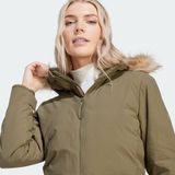 adidas Sportswear Hooded Fur Parka Dames Groen M