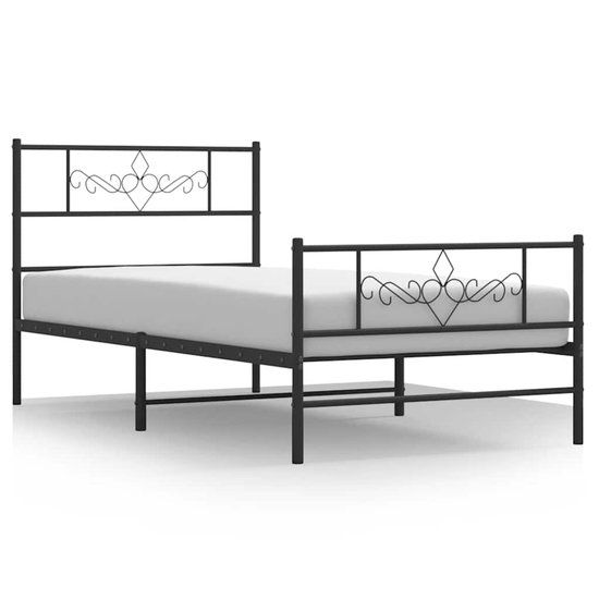 vidaXL Bedframe met hoofd- en voeteneinde metaal zwart 100x200 cm