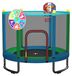 Trampoline 150 cm avec panier de basket, bleu/vert