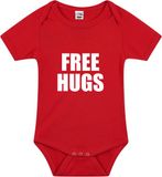 Bellatio Decorations Shoppartners Bv Free hugs baby romper rood unisex korte mouw tekst katoen maat 92