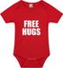 Bellatio Decorations Shoppartners Bv Free hugs baby romper rood unisex korte mouw tekst katoen maat 92