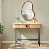 en.casa Consoletafel Tvedestrand 100x50x76 cm marmerlook wit en houtkleurig