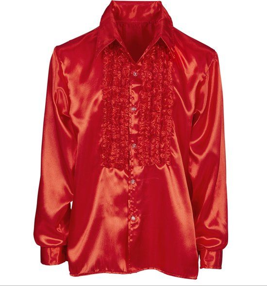 Widmann Jaren 80 & 90 Kostuum Lekker Foute Rouchenblouse Rood Man Medium / Large Carnaval kostuum Verkleedkleding