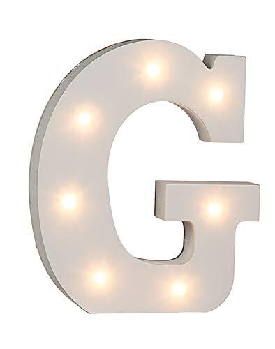 Out of the Blue 57/6080 - houten letter "G" verlicht met 7 LED-lampen, werkt op batterijen, ca. 16 cm