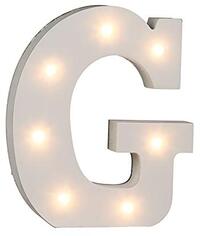Out of the Blue 57/6080 - houten letter "G" verlicht met 7 LED-lampen, werkt op batterijen, ca. 16 cm