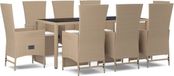 vidaXL 9-delige Tuinset met kussens, beige, van polyrotan