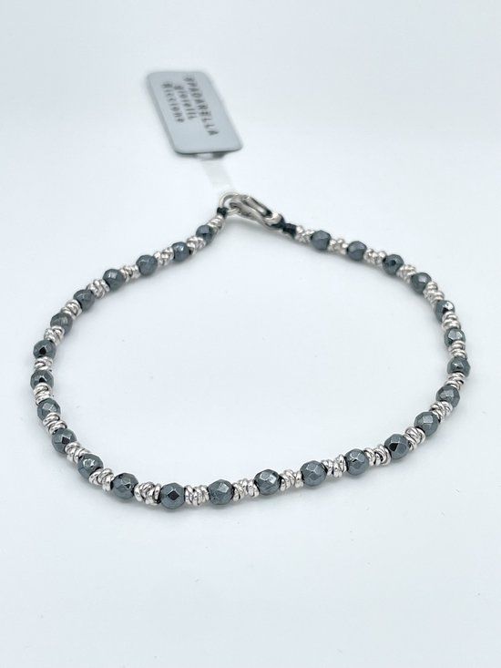 Spadarella Gioielli SPBR490 Armband Zilver 925 3mm Dark hematiet 19,5 cm