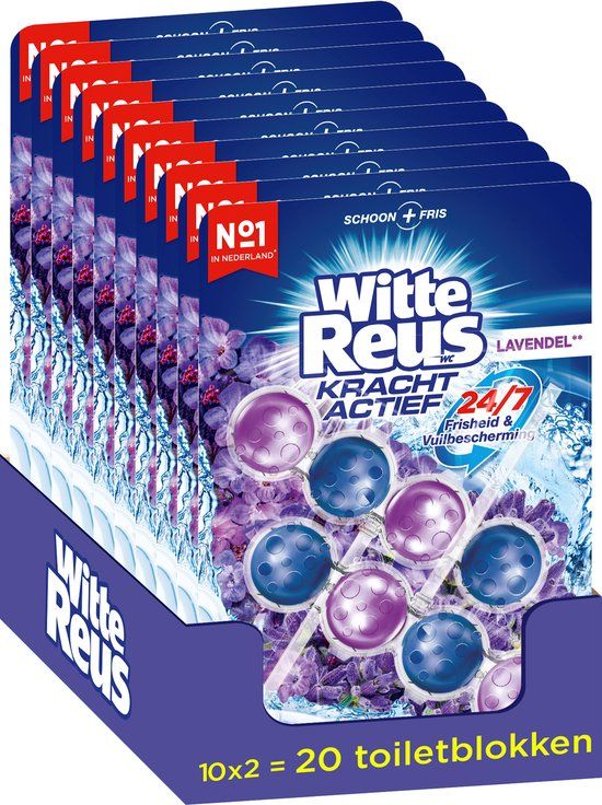 Witte Reus Kracht Actief Toiletblok - Lavendel - 20 stuks - Voordeelverpakking