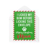 Grappige kerstkaarten | Ik likte mijn bum voordat ik deze envelop mamakaart likte | Voor hem haar van de hond kat huisdier eigenaar vriendin | CBH759